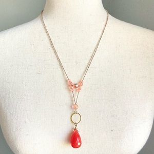 Robert Rose Pink Teardrop Beaded Necklace